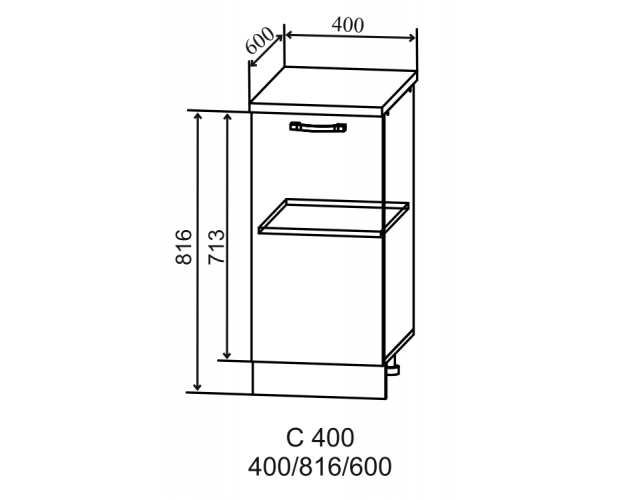 Ройс С 400 Шкаф нижний (Маус софт/корпус Серый)