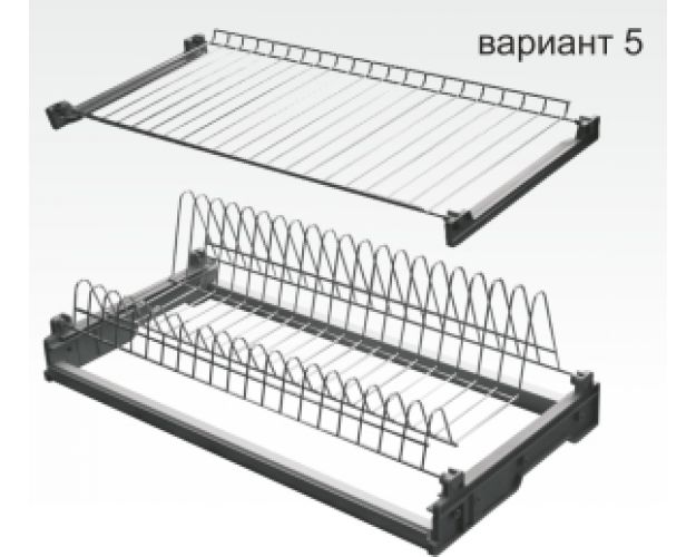 Посудосушитель 2-х ярусный 800мм, с 2-мя поддонами, с рамой, хром