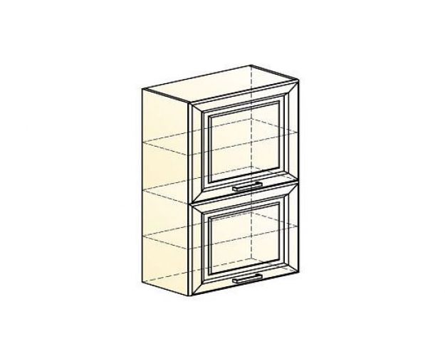 Мишель Шкаф навесной L600 Н900 (2 дв. гл. гориз.) (эмаль) (белый/серый)