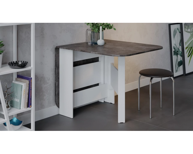 Стол-книжка раскладной Т1 белый / ателье темный