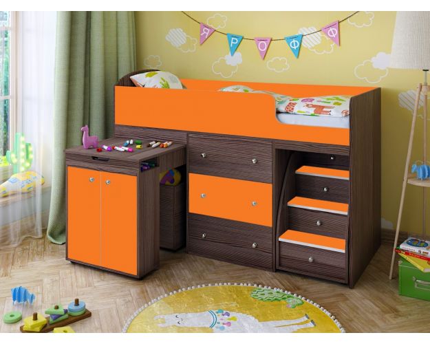 Кровать-чердак Малыш 1800 Бодего/Оранжевый